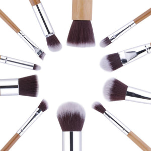 Natural Bamboo Professional Makeup Brushes Set